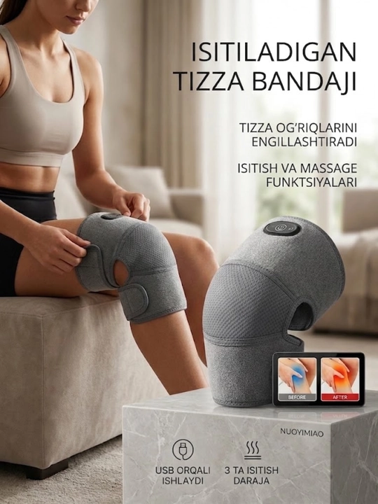 Elektr tizzalik massajyor Nuoyimiao Heated Knee Brace, boʻgʻim ogʻriqlariga qarshi