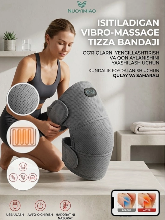 Elektr tizzalik massajyor Nuoyimiao Heated Knee Brace, boʻgʻim ogʻriqlariga qarshi