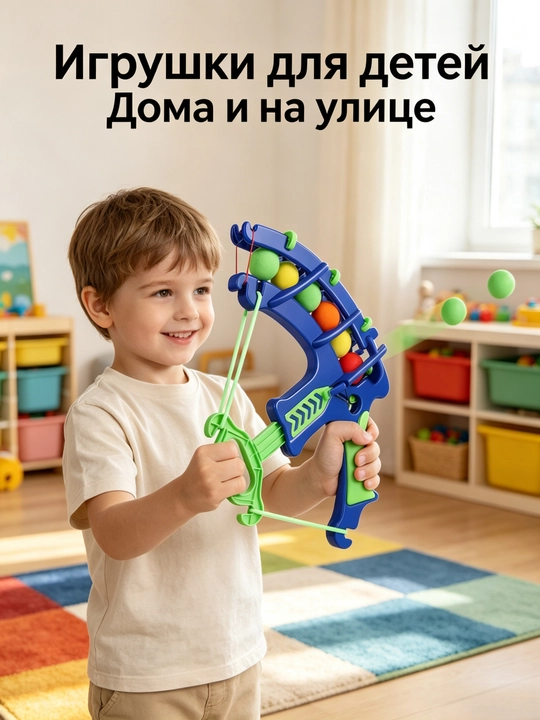 Детский лук с мягкими шариками, развивающая игрушка для меткости и координации