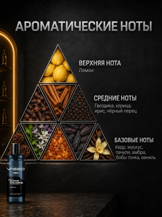 VASSO Aftershave Cologne Platinum — Одеколон после бритья