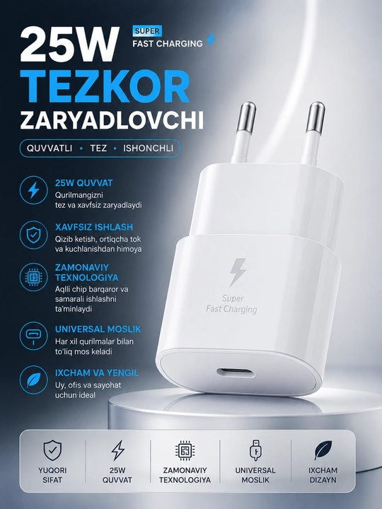 Universal 25W tezkor zaryadlovchi adapter - 