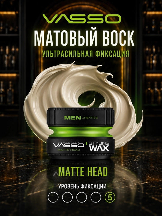 VASSO Matte Head mat soch vositasi, kuchli fiksatsiya, ultra mat effekt