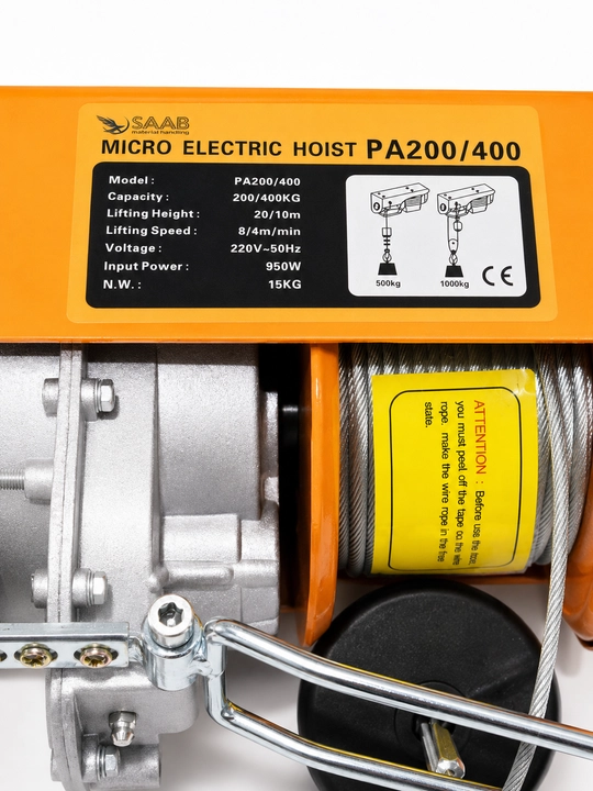 Telfer elektr SAAB PA-400, 200/400 kg, balandligi 20/10 m