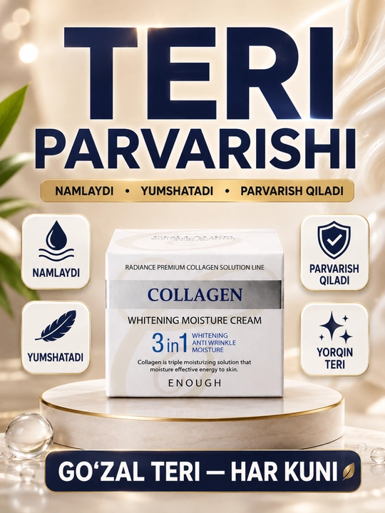Yuz uchun kollagenli ko'p funksiyali oqartiruvchi krem Enough Collagen 3 in 1, 50 ml - 