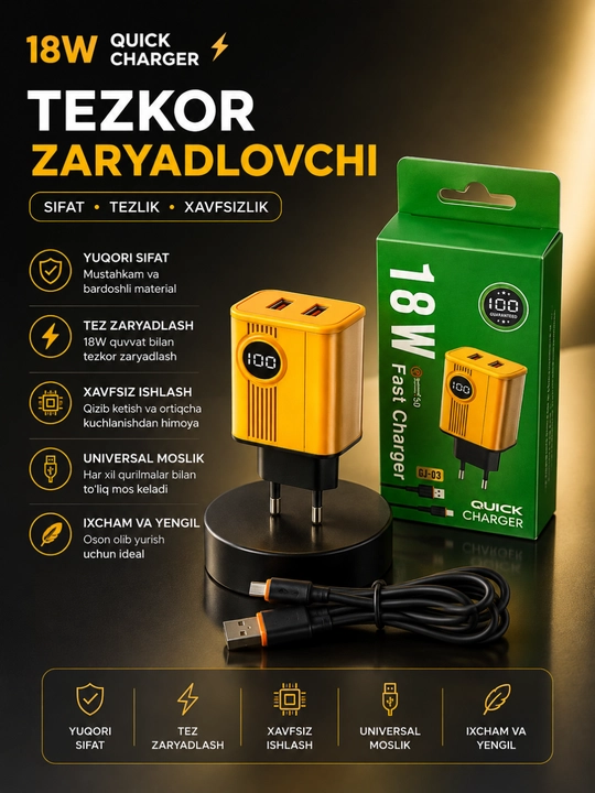 18 Vt tez zaryadlovchi qurilma, tez zaryadlovchi - 