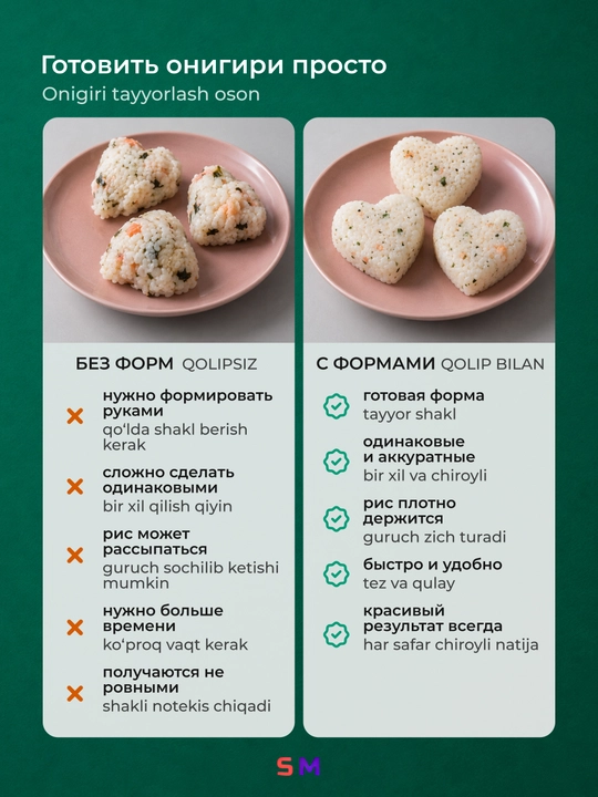 Onigiri, roll, sushi tayyorlash to'plami, press-shakllar 7 dona