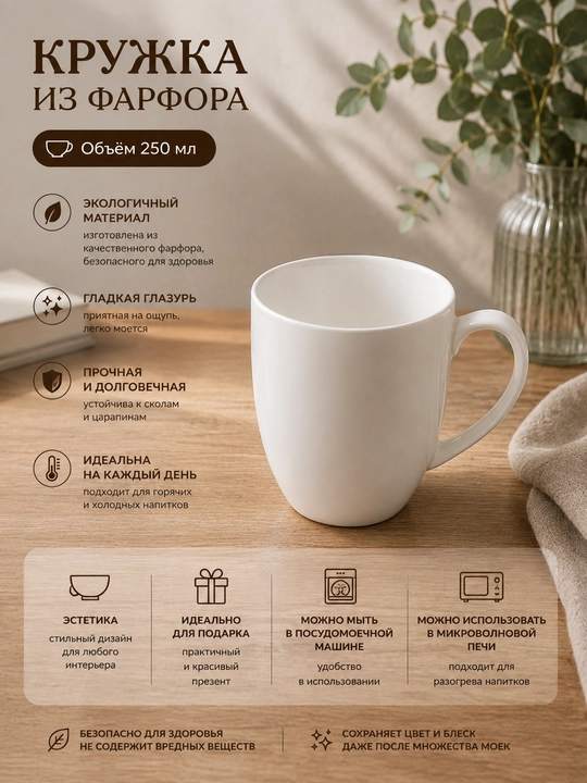 Кружка из фарфора 250 мл - 