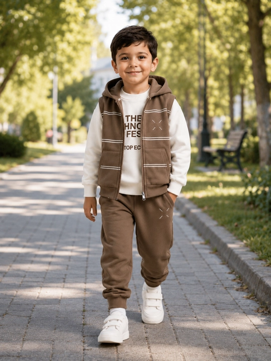 O‘g‘il bola uchun kuzgi troyka, qulay kostyum, kapyushonli nimcha, 3-6 yosh