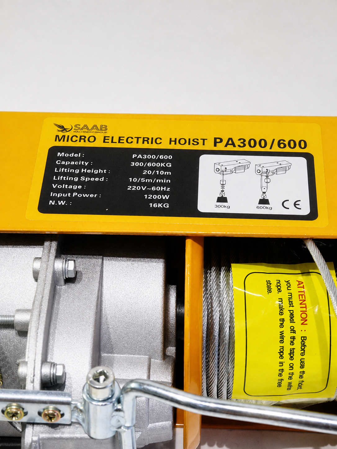 Telfer elektr SAAB PA-600, 300/600 kg, balandligi 20/10 m