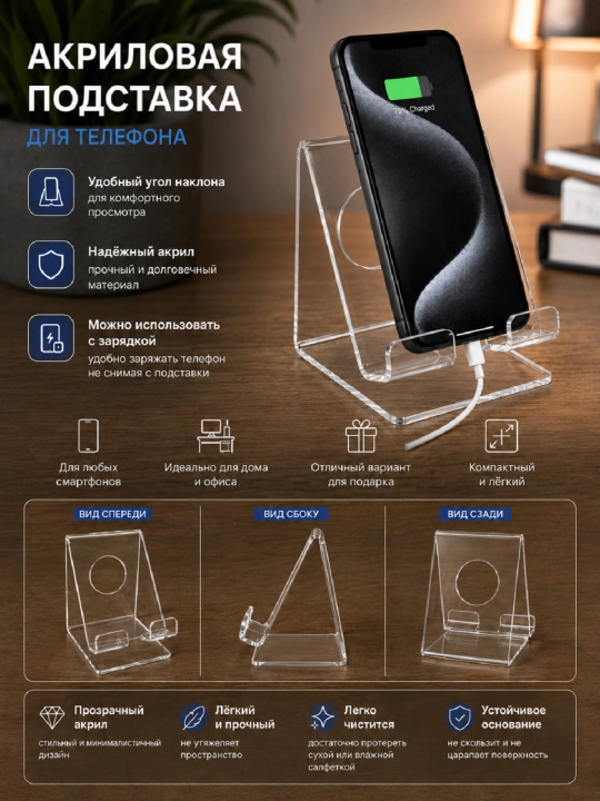 Telefon uchun shaffof akril taglik - 