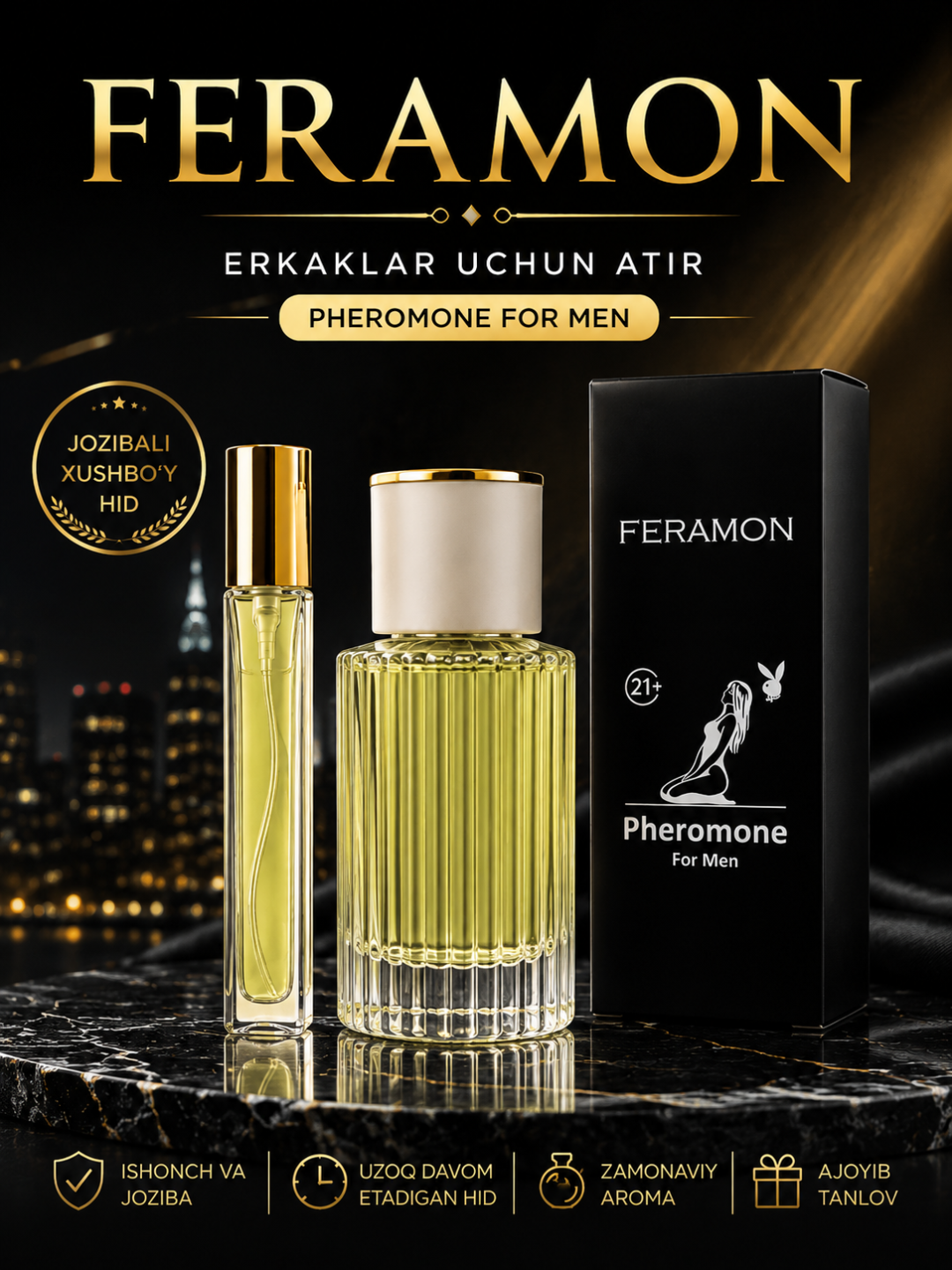 Feromonli erkaklar parfumi, 30 ml – kundalik foydalanish uchun - 