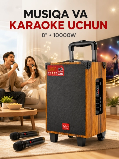Колонка Sing-e JQS908S портативная Bluetooth караоке-акустика с микрофоном и пультом - 