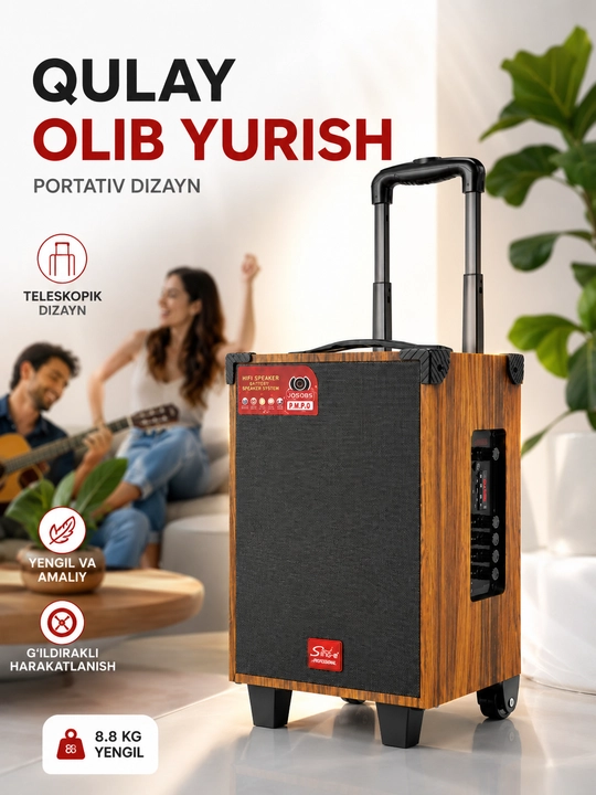 Колонка Sing-e JQS908S портативная Bluetooth караоке-акустика с микрофоном и пультом