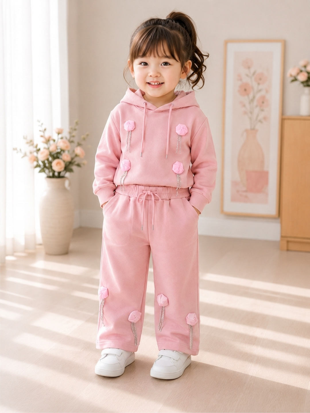 Мягкий осенне-зимний комплект одежды для девочек, 3-6 лет - 