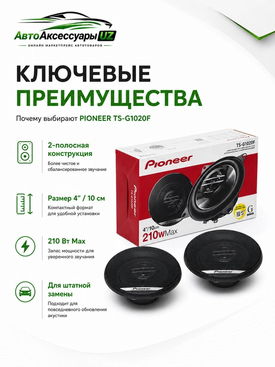 Pioneer TS-G1020F avtomobil dinamiklari 10 sm / 4", 210 Вт