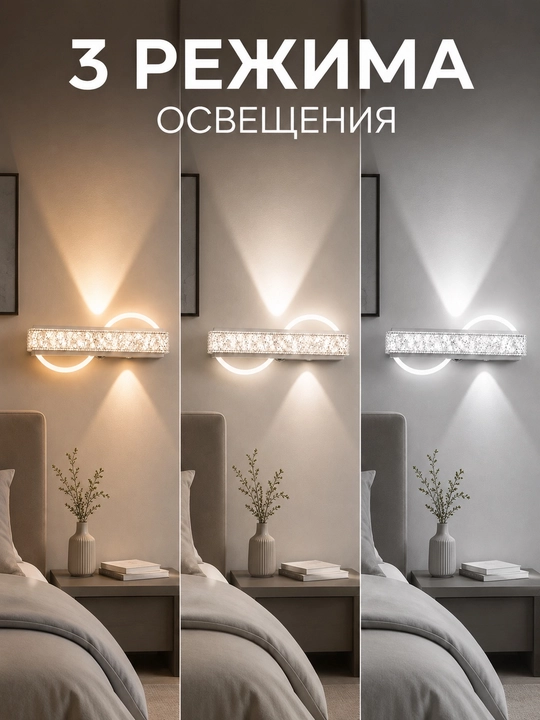 Devor LED bra chiroq, 3 xil yoritish rejimi, zamonaviy dizayn