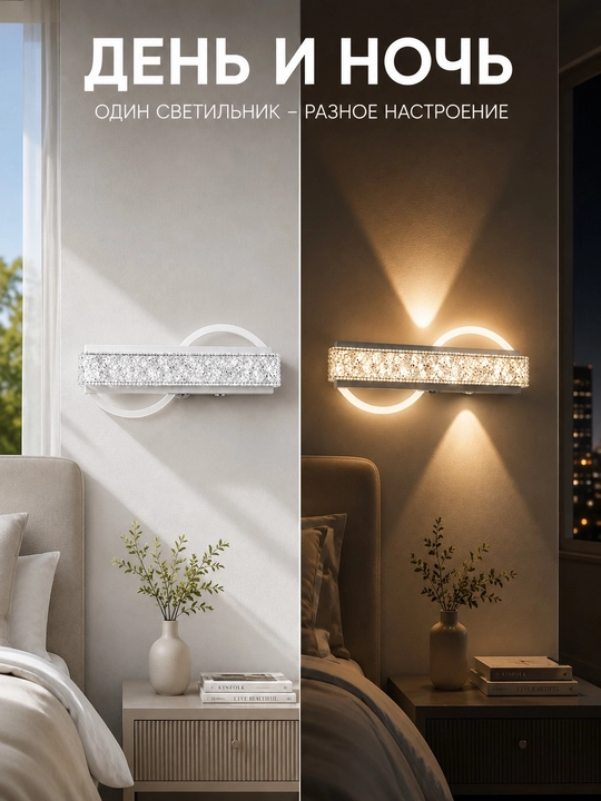 Devor LED bra chiroq, 3 xil yoritish rejimi, zamonaviy dizayn
