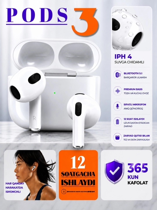 Pods 3 air Pro 2 Sensorli Simsiz quloqchinlar - 