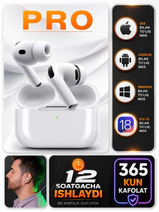 Pods 3 air Pro 2 Sensorli Simsiz quloqchinlar - 