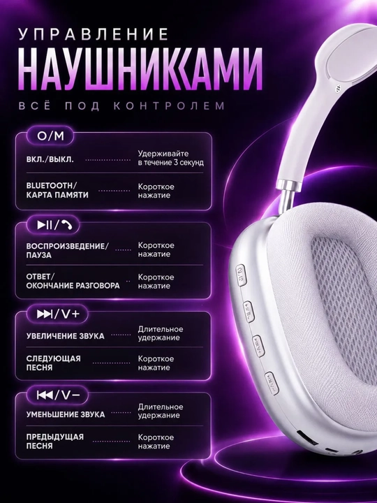Беспроводные наушники Bluetooth P9 с микрофоном, полноразмерные
