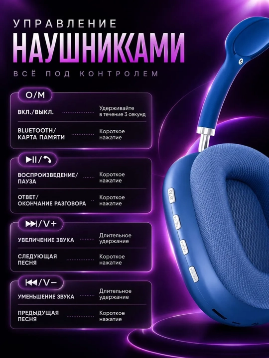 Simsiz Bluetooth quloqchinlar P9, mikrofonli, to'liq o'lchamli