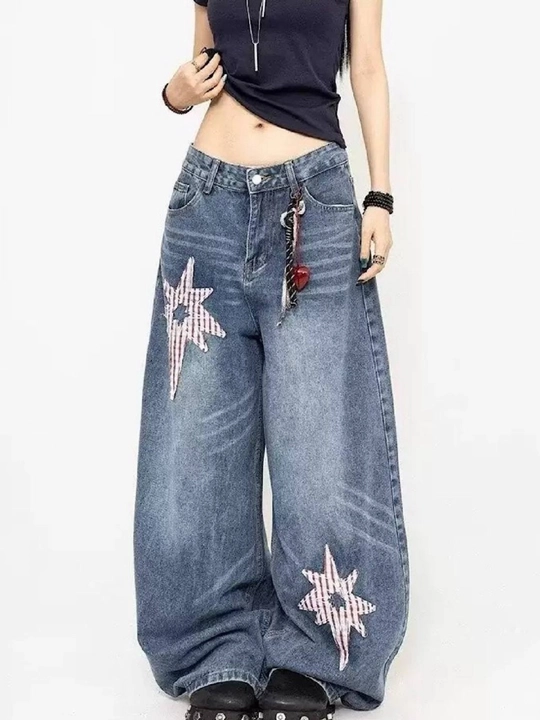 Oversize Baggy ayollar shimi - Ayollar uchun keng jinsilar Y2K - 