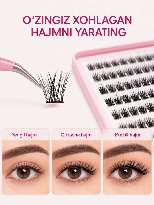MAK DIY klasterli ulama kipriklar, tutamli kipriklar, individual kipriklar, 3D