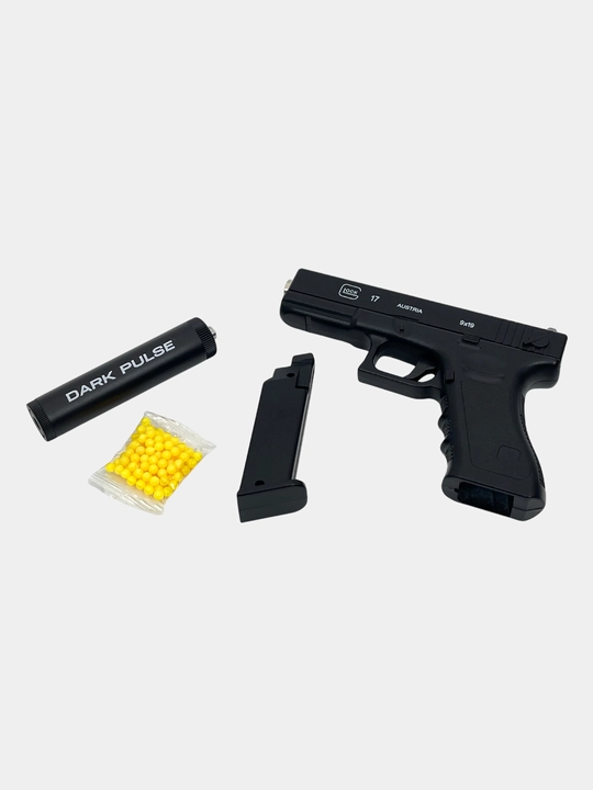 Glock metal pistolet glushitel bilan, 6mm sharikli o'yinchoq qurol