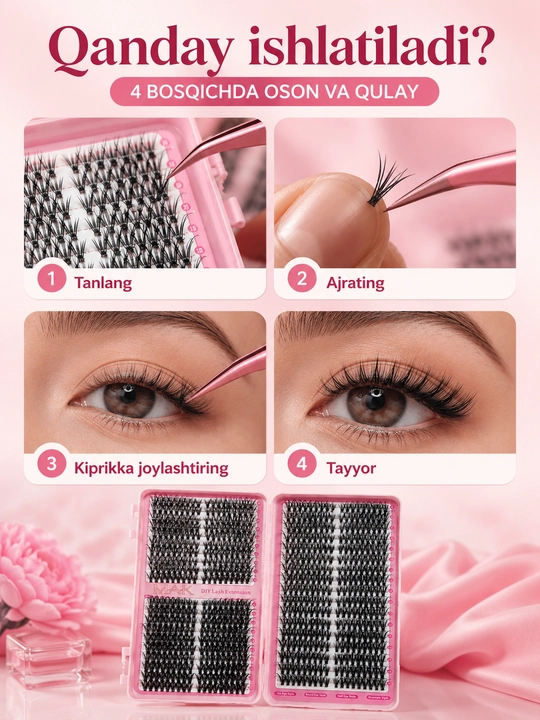 MAK DIY klasterli ulama kipriklar, tutamli kipriklar, individual kipriklar, 3D