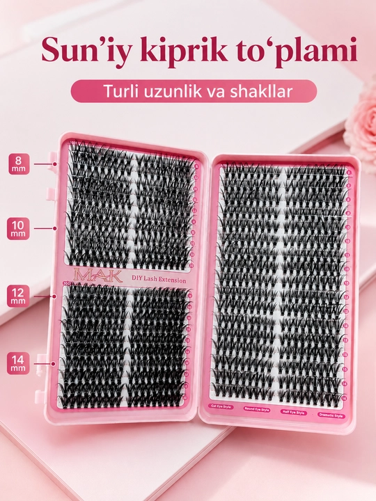 MAK DIY klasterli ulama kipriklar, tutamli kipriklar, individual kipriklar, 3D