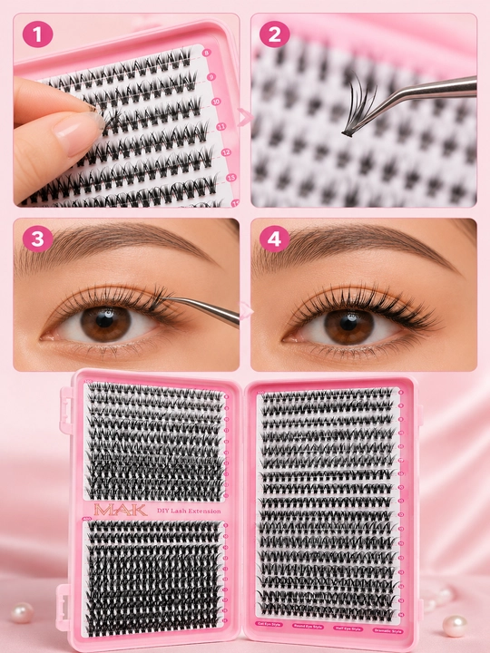 MAK DIY klasterli ulama kipriklar, tutamli kipriklar, individual kipriklar, 3D