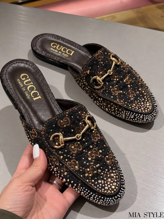 Женские осенние мюли GUCCI с камнями, Турция, в белой коробке, размер в размер - 
