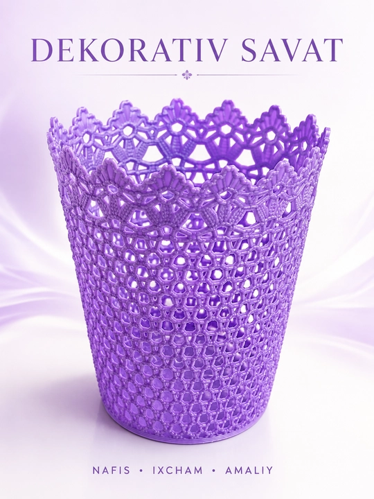 Dekorativ savat 2 xil o‘lcham, krujeva naqshli plastik organizer, uy uchun