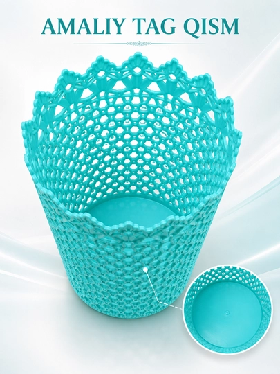 Dekorativ savat 2 xil o‘lcham, krujeva naqshli plastik organizer, uy uchun
