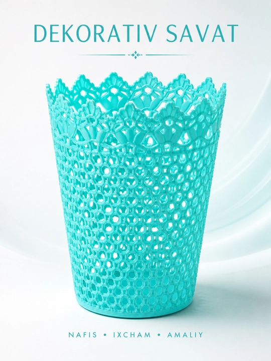 Dekorativ savat 2 xil o‘lcham, krujeva naqshli plastik organizer, uy uchun