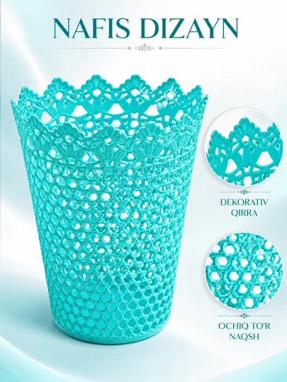 Dekorativ savat 2 xil o‘lcham, krujeva naqshli plastik organizer, uy uchun