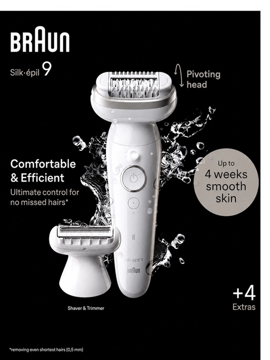 Эпилятор Braun Silk epil серии 9000. Модель 9041 для сухой и влажной эпиляции