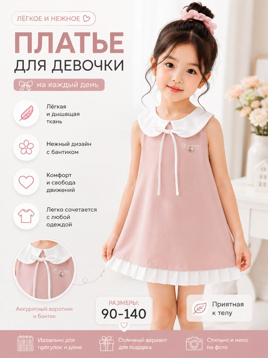Платье для девочки с вышивкой и рюшами - 