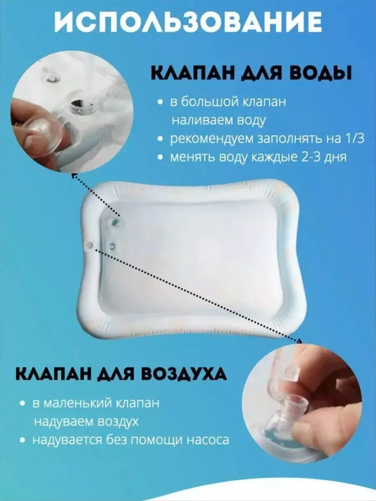 Аква-коврик детский, развивающий, водный коврик, надувной игровой коврик для детей