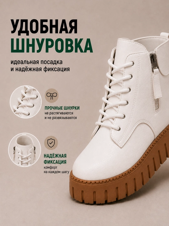 Ayollar qishki botinka-yarim etiklari, eko teri, eko mo‘yna, bog‘ich, taglik 5 sm, 36–40
