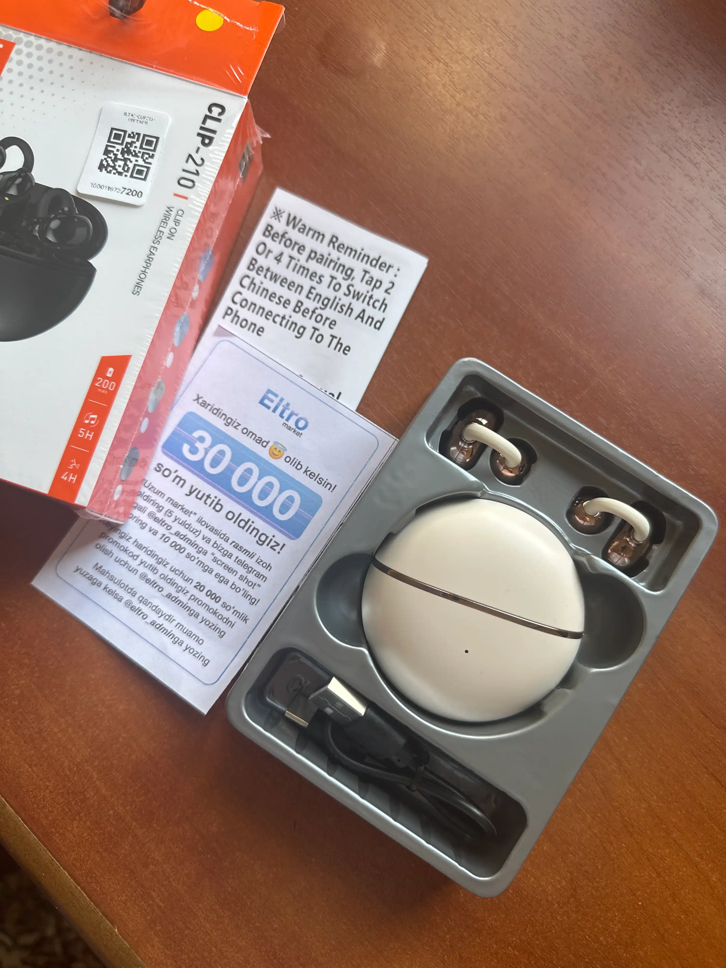 TWS Clip-210 simsiz quloqchinlari, ochiq turdagi, Bluetooth 5.4, sport quloqchinlari