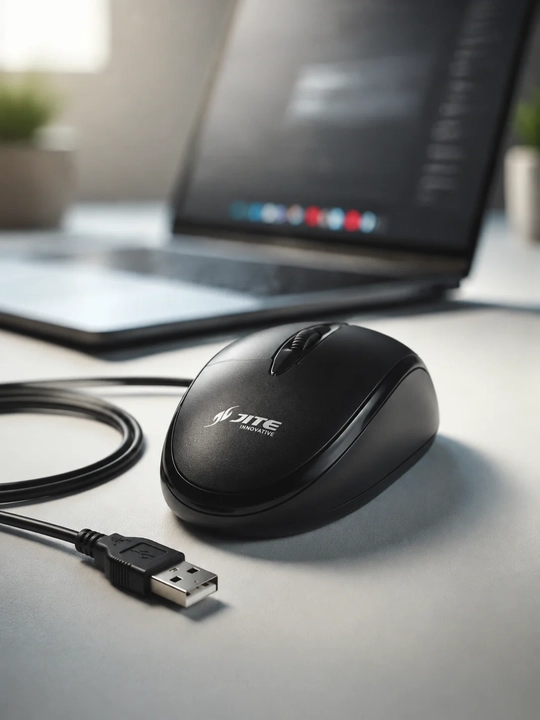 B-01 USB simli optik sichqoncha, 1,3 metrli kabel, qora