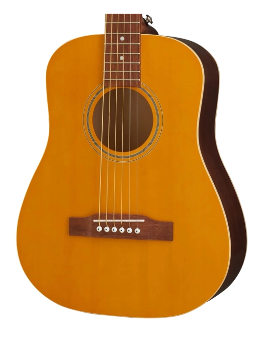 Epiphone El Niño Travel Akustik gitara, kichraytirilgan o‘lchamli, g‘ilofi bilan