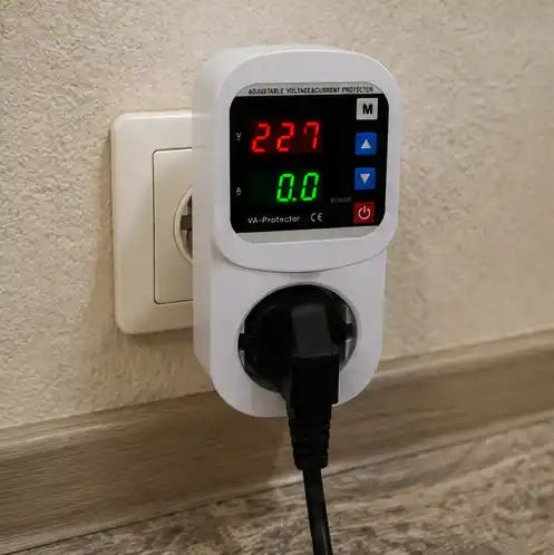 220V rozetka uchun 16A kuchlanish va tok relesi,sakrashlardan himoya,voltmetr va ampermetr