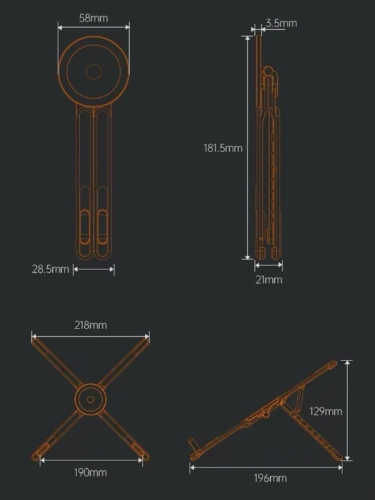 Magnitli universal telefon, planshet va noutbuk stendi – metal podstavka
