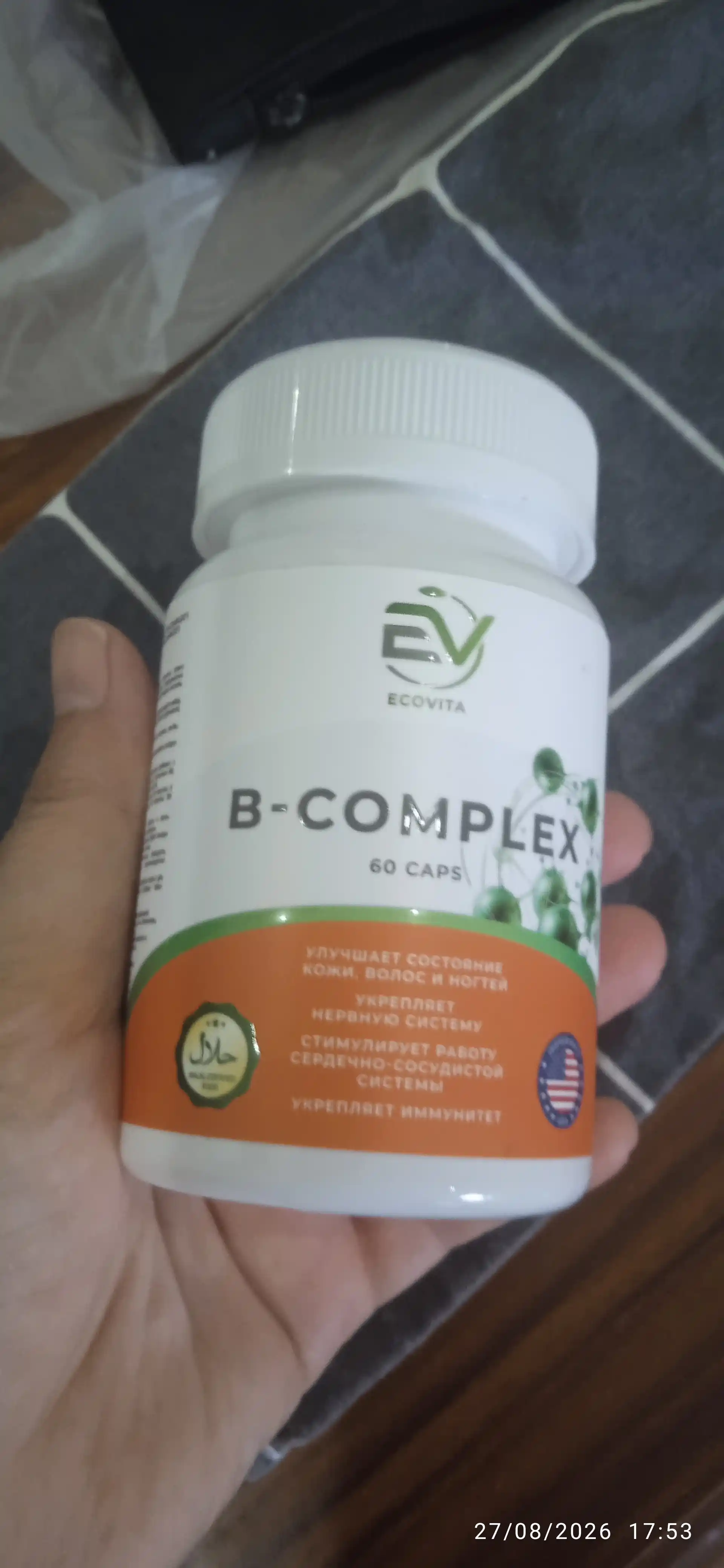 ECOVITA B-COMPLEX — asab tizimini mustahkamlash uchun, 60 kapsula