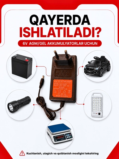 6–24V, 2A akkumulyator batareyalari va elektr asboblari uchun zaryadlash qurilmasi