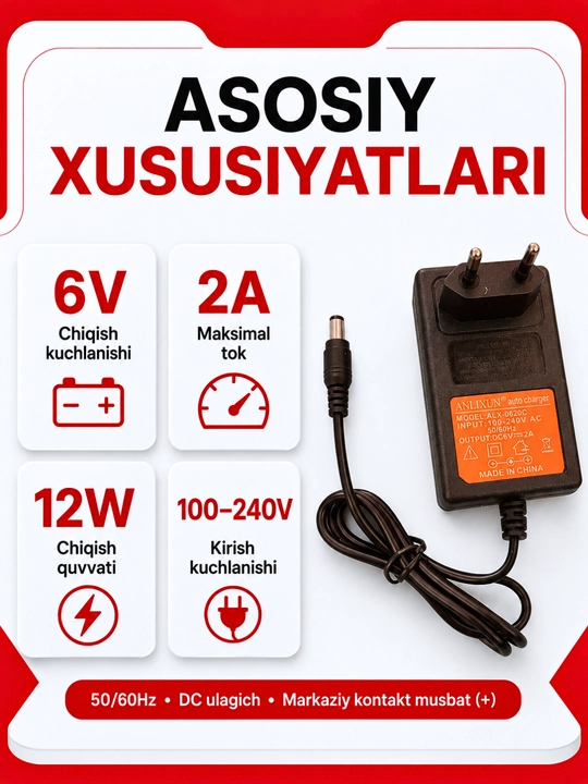 6–24V, 2A akkumulyator batareyalari va elektr asboblari uchun zaryadlash qurilmasi