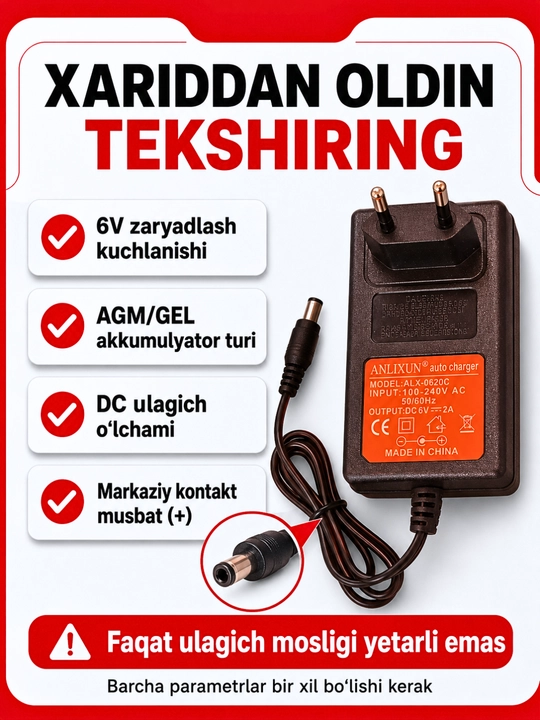 6–24V, 2A akkumulyator batareyalari va elektr asboblari uchun zaryadlash qurilmasi