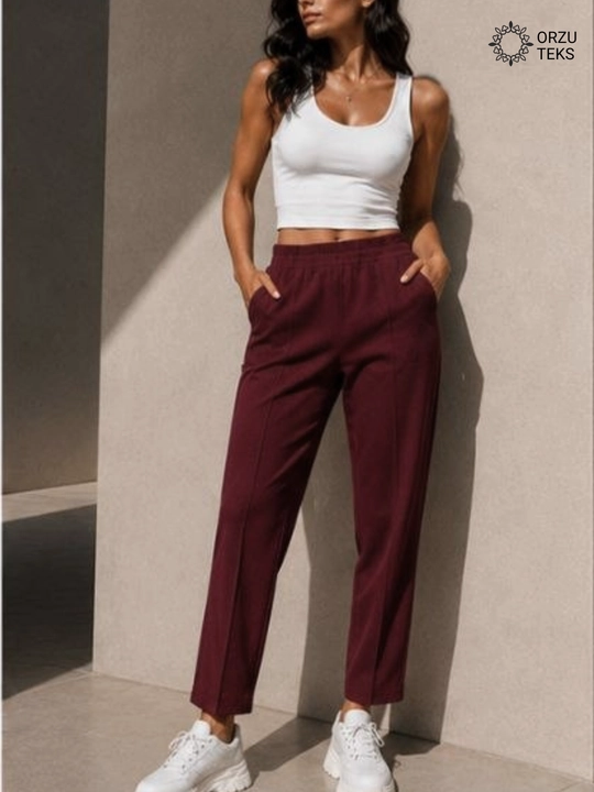 Ayollar keng jogger shimi, paxtasidan tikilgan sport shimi, ORZU-TEXS